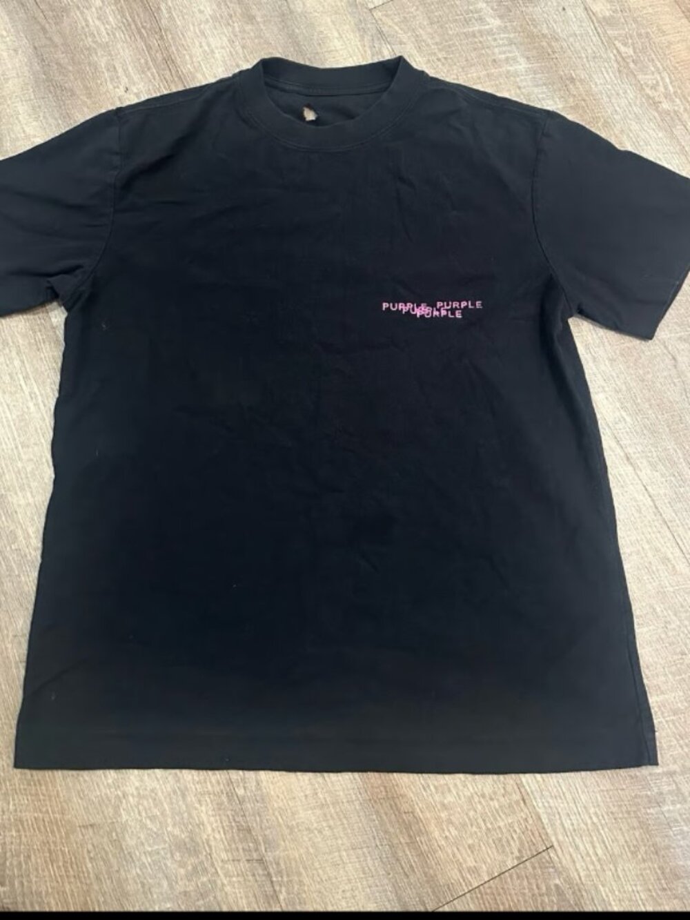 Purple Brand Black Short Sleeve Graphic T-Shirt Lettering Distressed M